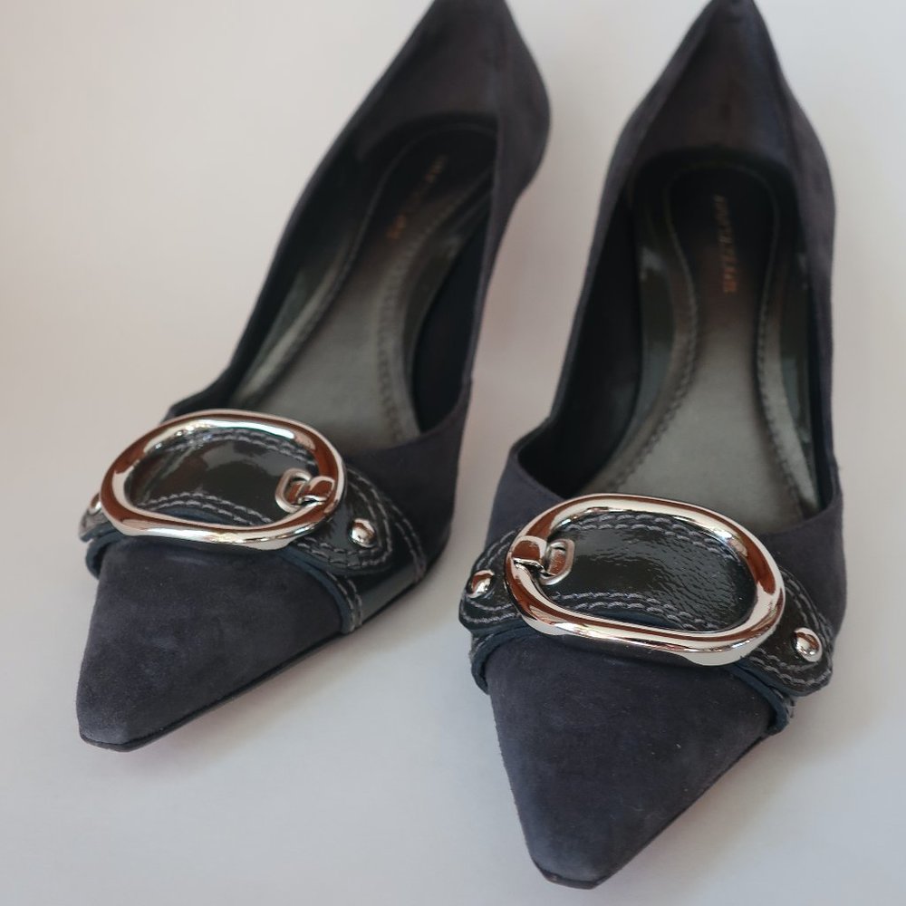 Ann Taylor Janice Grey Suede Pointed Toe Pumps High Heels 3" Size 7